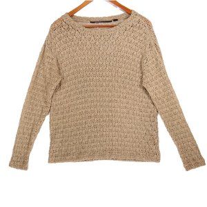 Isda & Co Women's Tan Knit Lace Sweater